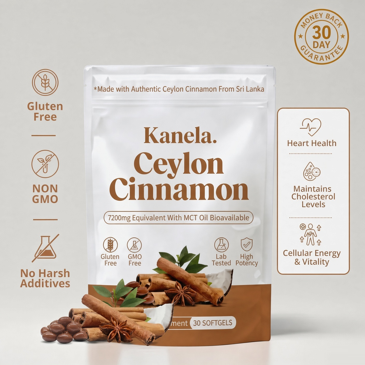 Kanela Ceylon Cinnamon softgels, 30 softgels